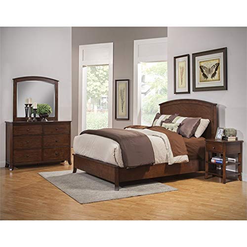 Alpine Furniture Baker 1 Drawer Wood Nightstand with Shelves in Mahogany (Brown)