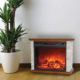 LifeSmart 3-Element Small Square Infrared Fireplace with Faux Stone Accent, FP1215, Brown, Medium