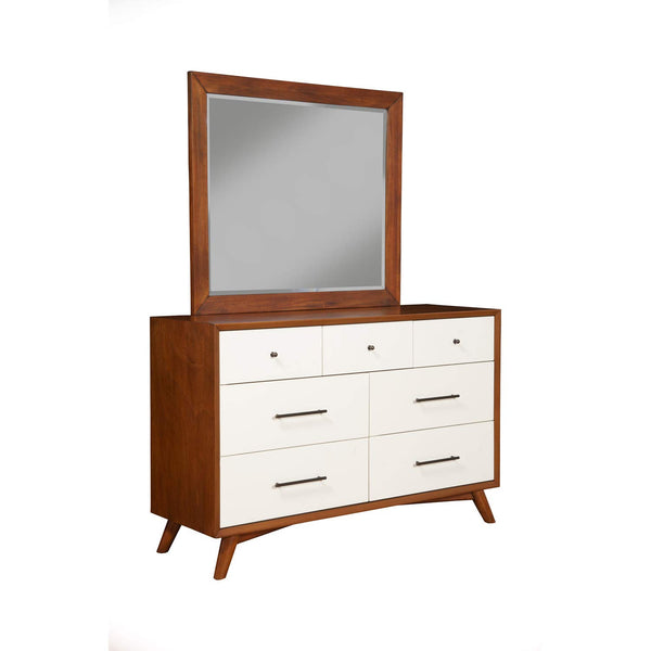 Alpine Furniture Flynn Mid Century Wood Mirror in Acorn (Brown)