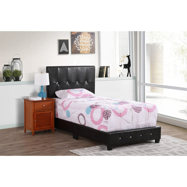 Glory Furniture Nicole Faux Leather Upholstered Twin Bed in Black