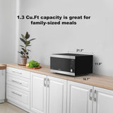 Galanz Microwave Oven ExpressWave with Patented Inverter Technology, Sensor Cook & Sensor Reheat, 10 Variable Power Levels, Express Cooking Knob, 1100W 1.3 Cu Ft Stainless Steel GEWWD13S1SV11