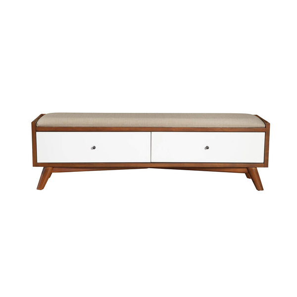 Alpine Furniture Flynn Wood Storage Bench in Acorn-White