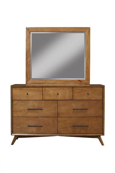 Alpine Furniture Flynn Mid Century Modern Mirror in Acorn Brown