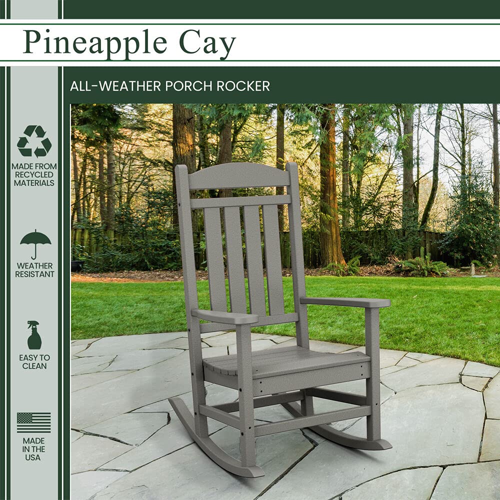 Hanover HVR100GY Weather Pineapple Cay Porch Rocker in Grey, Gray Hanover HVR100GY Weather Pineapple Cay Porch Rocker in Grey, Gray