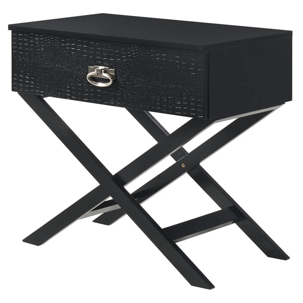 Glory Furniture Xavier 1 Drawer Nightstand in Black