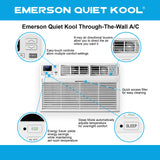 Emerson Quiet Kool 12,000 BTU 230V Smart Through-The-Wall Air Conditioner with Remote, Wi-Fi, and Voice Control | Energy Star | Cools Rooms up to 550 Sq.Ft. | 24H Timer| EATC12RE2T, 12000, White