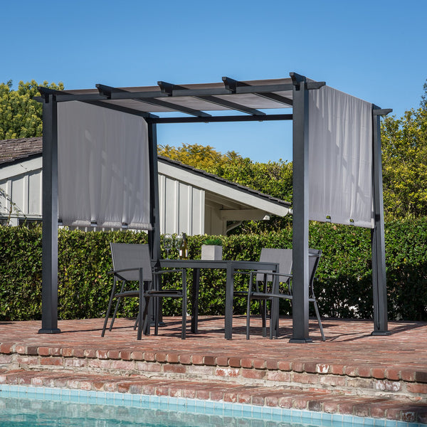 Hanover Steel 8 x 10 Ft. Freestanding Adjustable Gray Canopy | Heavy-Duty Metal Frame with Weather-Protective Powder Coating | HAN-PERGOLA