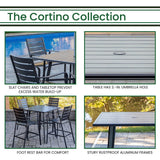 Hanover Cortino 5-Piece Commercial-Grade Counter-Height Dining Set with 4 Aluminum Back Chairs and a 38-in. Slat-Top Table, Gray