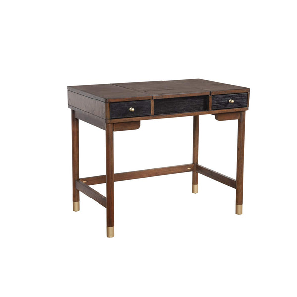 Alpine Furniture Belham Bedroom Vanity, 36 x 22 x 30.5, Two Tone - Dark Walnut and Black