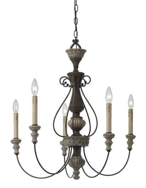 Cal Lighting FX-3535/5 Transitional Five Light Chandelier from Williams Collection in Bronze/Dark Finish, 29.00 inches