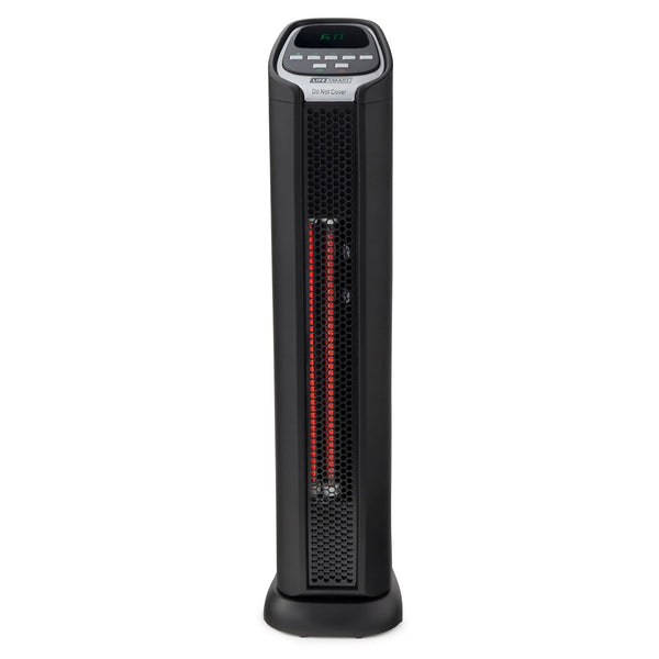 LifeSmart HT1053 1500 Watt Portable 24 Inch Electric Infrared Quartz Tower Space Heater for Indoor Use with 2 Heating Elements, Black