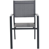 Hanover Del Mar 7-Piece Outdoor Dining Set with 6 Sling Chairs in Gray and a 40" x 118" Expandable Dining Table