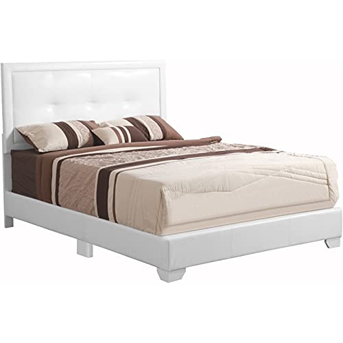 Glory Furniture Panello Faux Leather Upholstered Full Bed in White