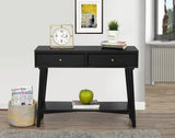 Alpine Furniture Flynn Wood Console Table with 2 Drawers in Black
