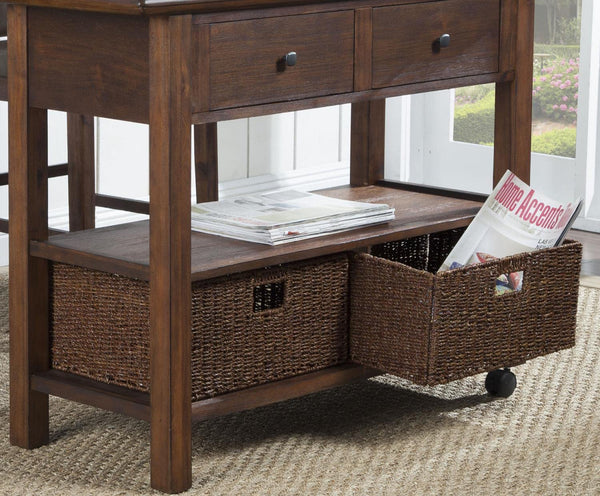 Alpine Furniture Caldwell Wood Kitchen Cart in Antique Cappuccino Brown