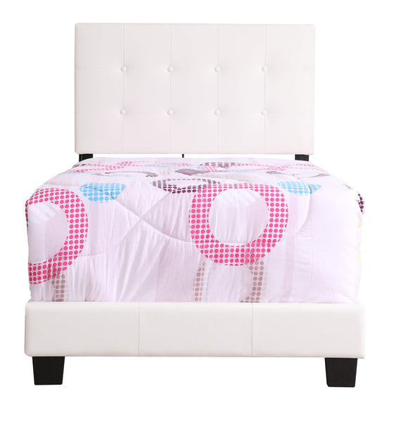 Glory Furniture Caldwell Twin, White Upholstered bed,