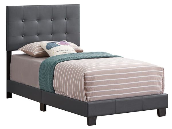 Glory Furniture Caldwell Twin, Light Gray Upholstered bed,