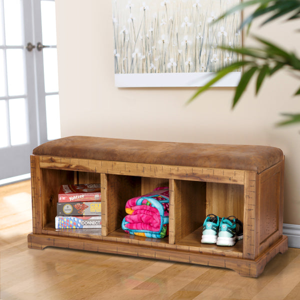 American Furniture Classics Pinto Hall Bench, Pinto Brown Microfiber