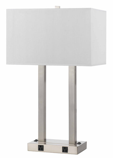 Cal Lighting LA-8028DK-1-BS Transitional Two Light Desk lamp from 60W X 2 Metal Desk Lamp W/Two Outle Collection in Pewter, Nickel, Silver Finish, 16.00 inches