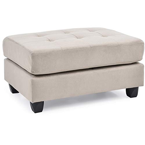 Glory Furniture Microsuede Tufted Ottoman Cream