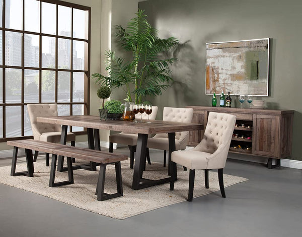 Alpine Furniture Prairie Bench, 75" W x 14" D x 18" H, Reclaimed Natural and Black Finish