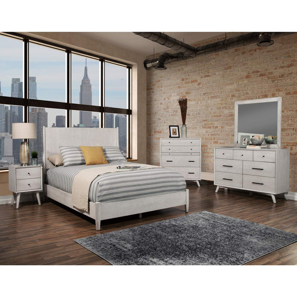 Alpine Furniture Flynn Mid Century Modern Wood Bedroom Mirror in Gray