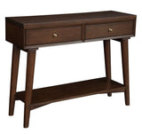 Alpine Furniture Flynn Wood Console Table with 2 Drawers in Walnut