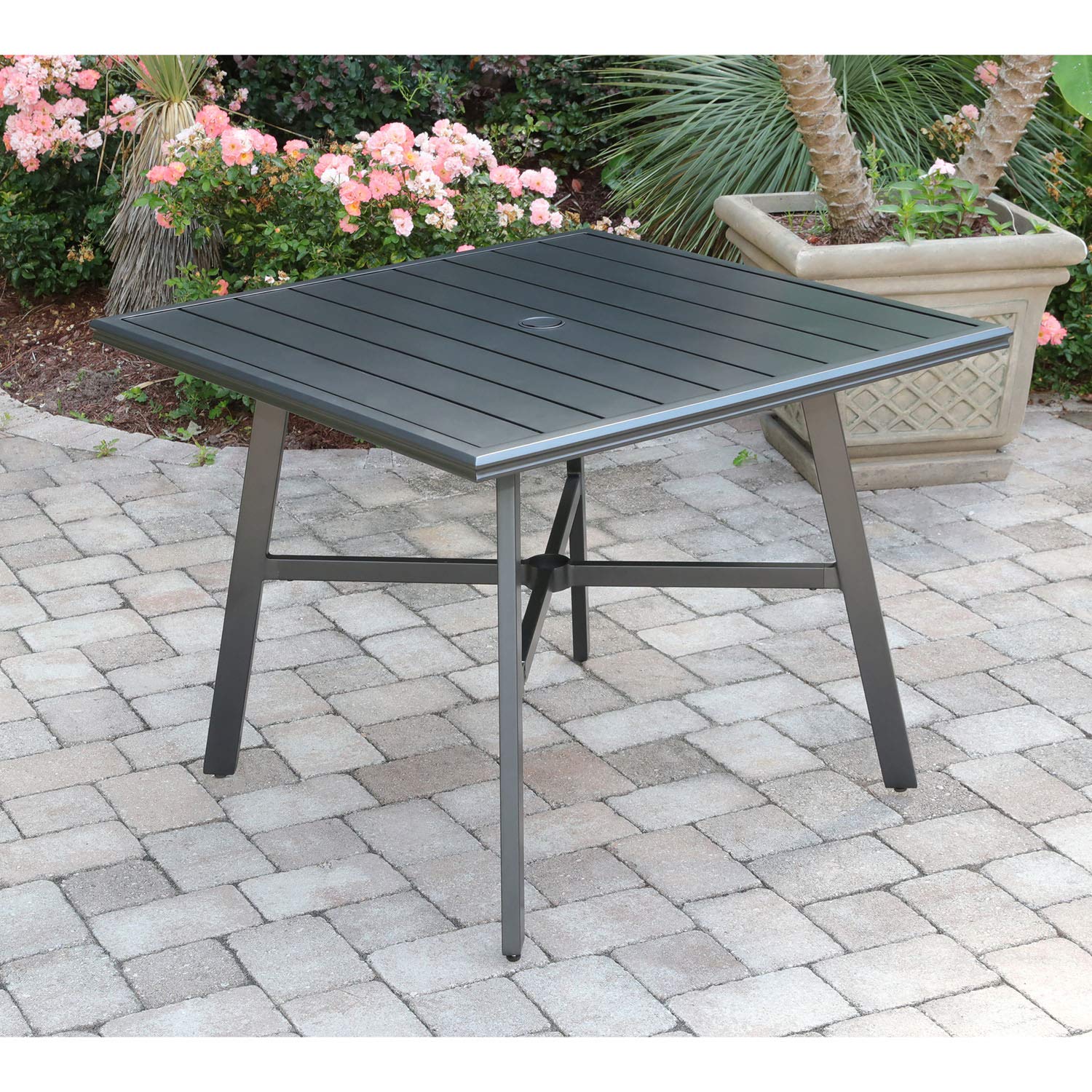 Hanover Cortino 5-Piece Grade Patio Dining Set Commercial Outdoor Furniture, Gunmetal Hanover Cortino 5-Piece Grade Patio Dining Set Commercial Outdoor Furniture, Gunmetal