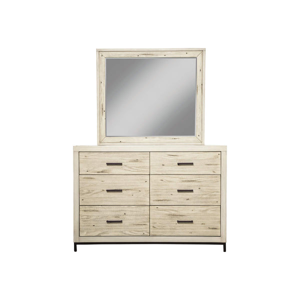 Origins by Alpine Malibu Wood Mirror in Distressed White