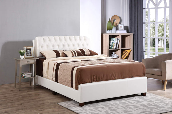 Glory Furniture Marilla Faux Leather Upholstered Queen Bed in White