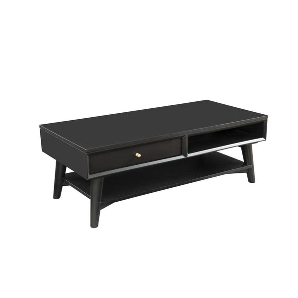Alpine Furniture Flynn Wood 1 Drawer Coffee Table in Black