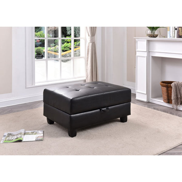 Glory Furniture Ottoman Faux Leather Storage Ottoman Black