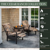 Hanover Cedar Ranch 3-Piece Outdoor Patio Furniture Set, 2 Recliners with Thick Realtree Printed Camo Cushions and Sling Gas Fire Pit, CDRNCH3PCFP-CMO