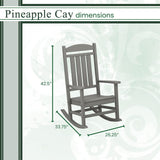 Hanover HVR100GY Weather Pineapple Cay Porch Rocker in Grey, Gray