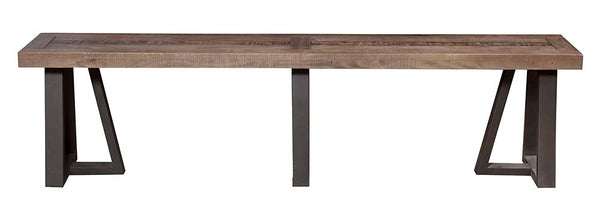Alpine Furniture Prairie Bench, 75" W x 14" D x 18" H, Reclaimed Natural and Black Finish