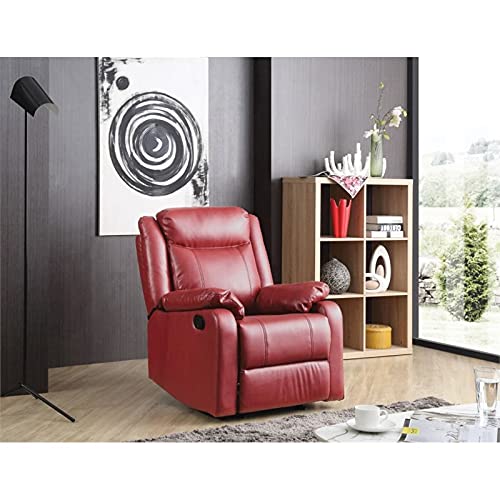 Glory Furniture Ward Faux Leather Rocker Recliner in Red Glory Furniture Ward Faux Leather Rocker Recliner in Red