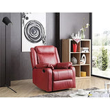 Glory Furniture Ward Faux Leather Rocker Recliner in Red
