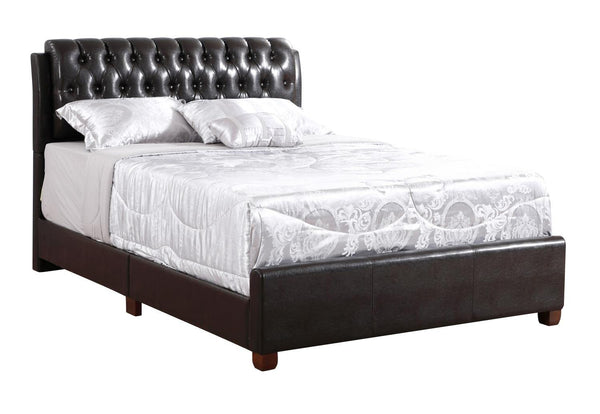 Glory Furniture Marilla Faux Leather Upholstered Queen Bed in Dark Brown