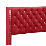 Glory Furniture Julie Velvet Upholstered Full Bed in Cherry