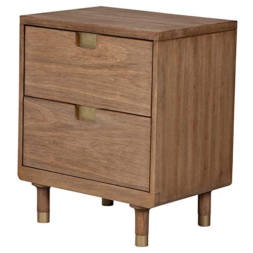 Alpine Furniture Easton Two Drawer Wood Nightstand in Sand (Beige)
