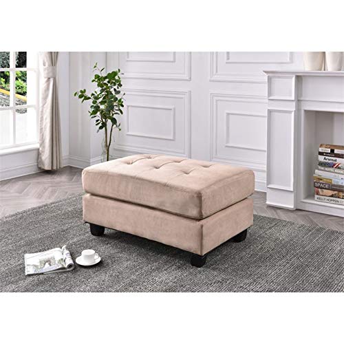Glory Furniture Microsuede Tufted Ottoman Beige