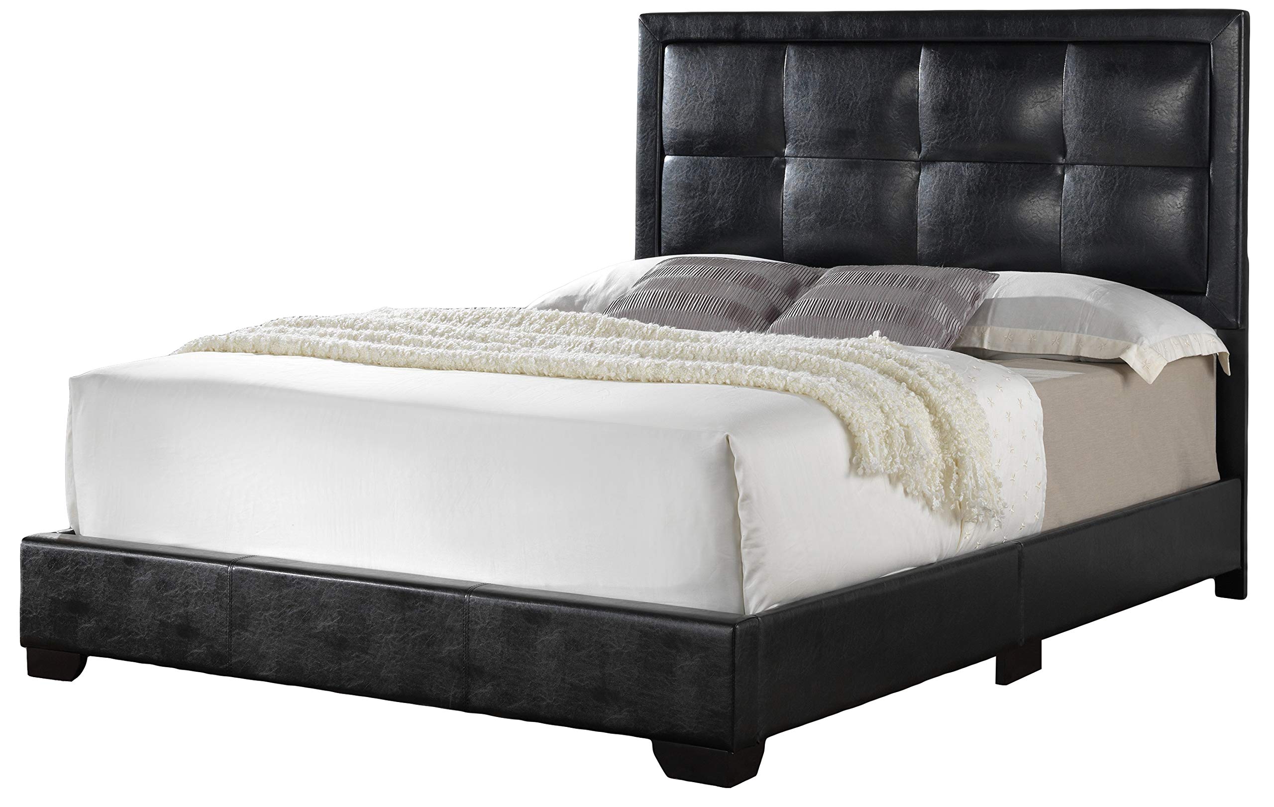 Glory Furniture Panello Faux Leather Upholstered Queen Bed in Black Glory Furniture Panello Faux Leather Upholstered Queen Bed in Black