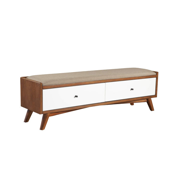 Alpine Furniture Flynn Wood Storage Bench in Acorn-White