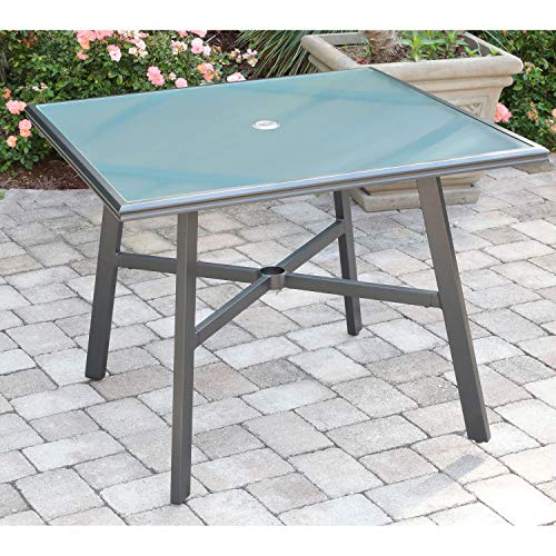 Hanover Foxhill 5-Piece Grade Patio Set with 4 Sling Dining Chairs Commercial Outdoor Furniture, Gray/Gunmetal