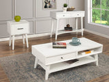 Alpine Furniture Flynn Wood 1 Drawer End Table in White