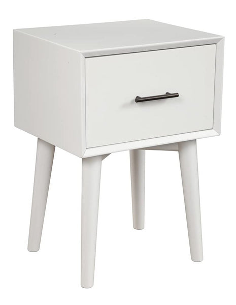 Alpine Furniture Flynn Wood 1 Drawer End Table in White