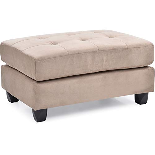 Glory Furniture Microsuede Tufted Ottoman Beige