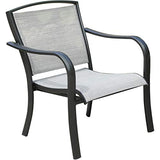 Hanover Foxhill All-Weather Grade Aluminum Lounge Chair with Sunbrella Fabric, FOXHLSDCHR-1GMASH Commercial Outdoor Furniture, Gunmetal/Ash Sling