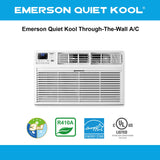 Emerson Quiet Kool 12,000 BTU 230V Smart Through-The-Wall Air Conditioner with Remote, Wi-Fi, and Voice Control | Energy Star | Cools Rooms up to 550 Sq.Ft. | 24H Timer| EATC12RE2T, 12000, White
