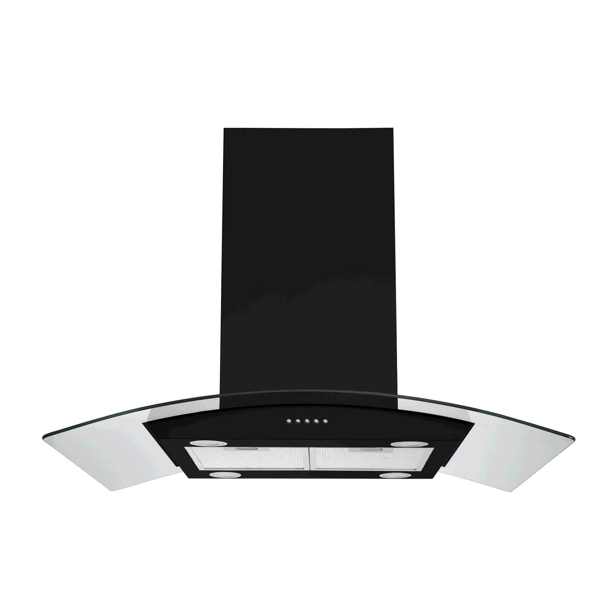 Ducted Stainless Steel Kitchen Island Range Hood Tempered Glass 3 Speed Black Ducted Stainless Steel Kitchen Island Range Hood Tempered Glass 3 Speed Black